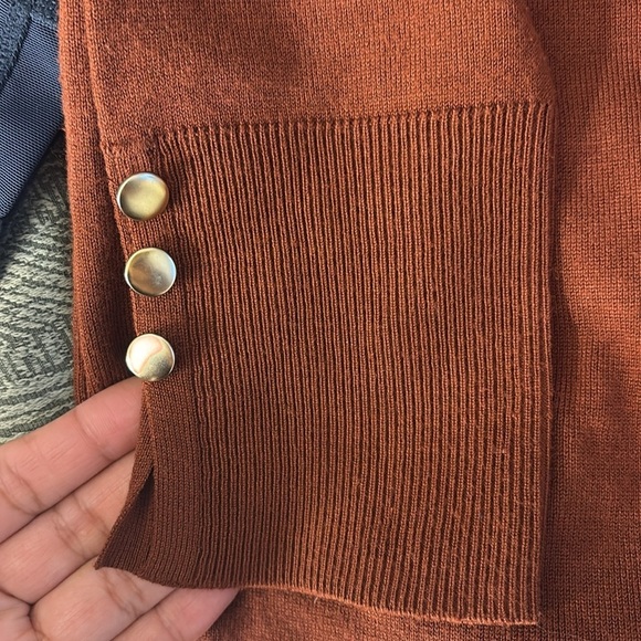 Chicos Rust Long Sleeve Sweater with Button Cuffs - Picture 3 of 4
